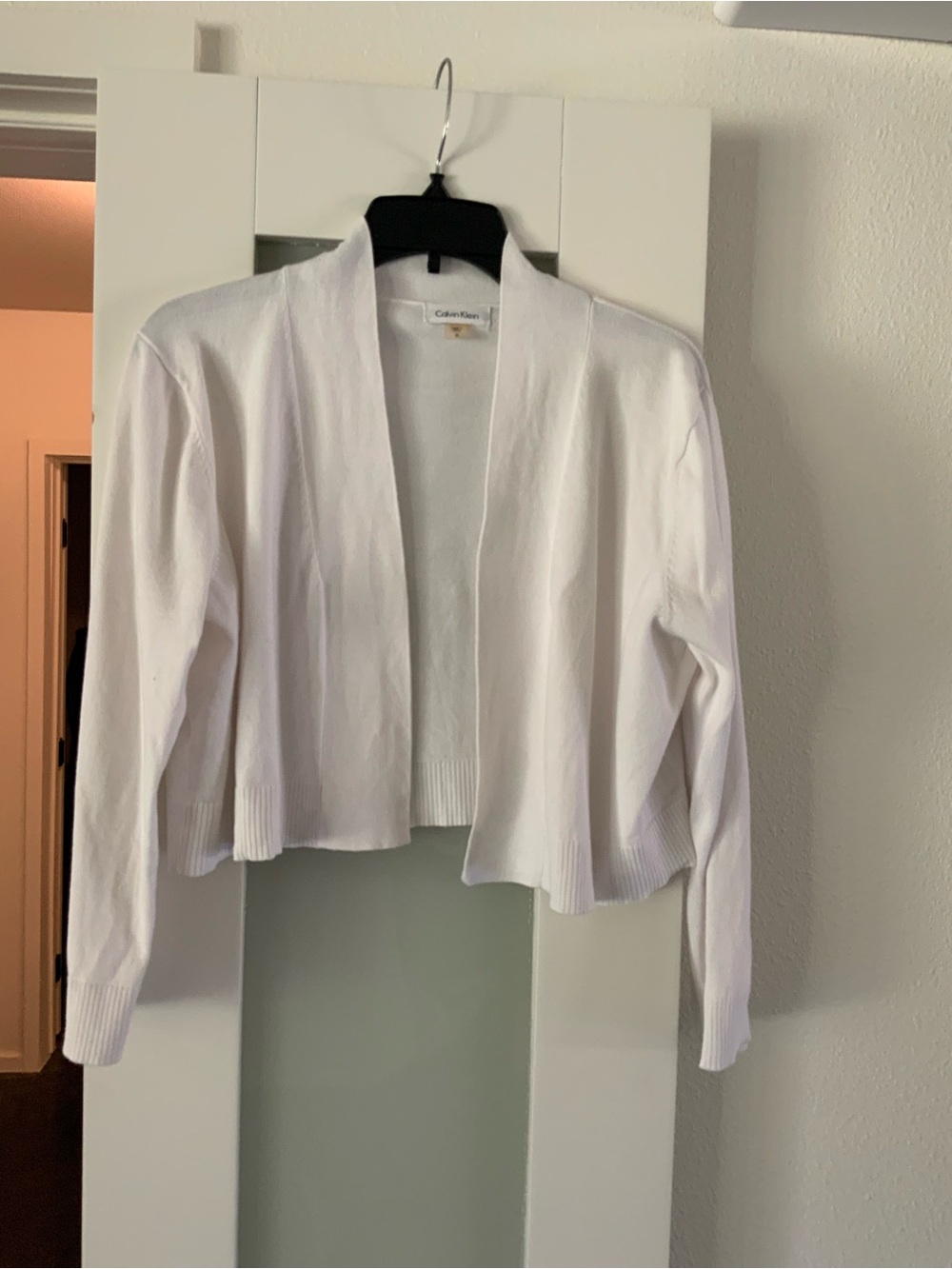 Calvin Klein White Cropped Open-Front Women's Cardigan